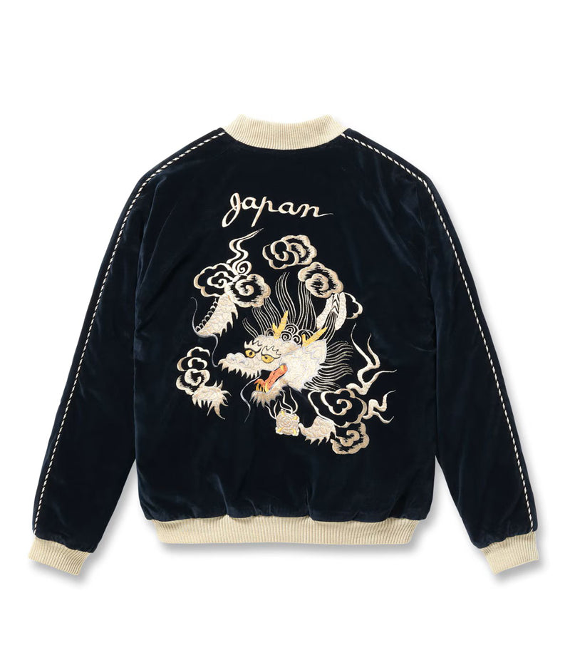 TT15974-128 / TAILOR TOYO Mid 1950s Style Velveteen Souvenir Jacket “WHITE DRAGON” × “JAPAN MAP”