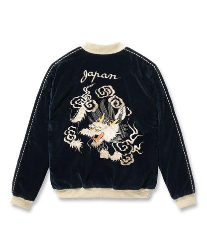 TT15974-128 / TAILOR TOYO Mid 1950s Style Velveteen Souvenir Jacket “WHITE DRAGON” × “JAPAN MAP”