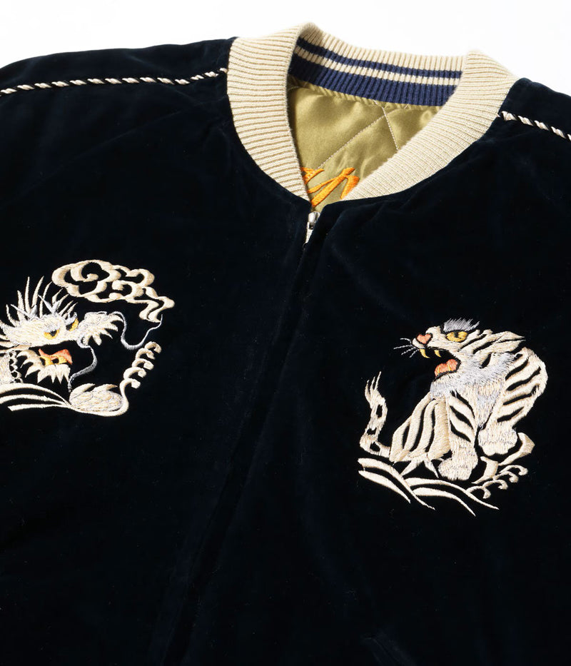 TT15974-128 / TAILOR TOYO Mid 1950s Style Velveteen Souvenir Jacket “WHITE DRAGON” × “JAPAN MAP”