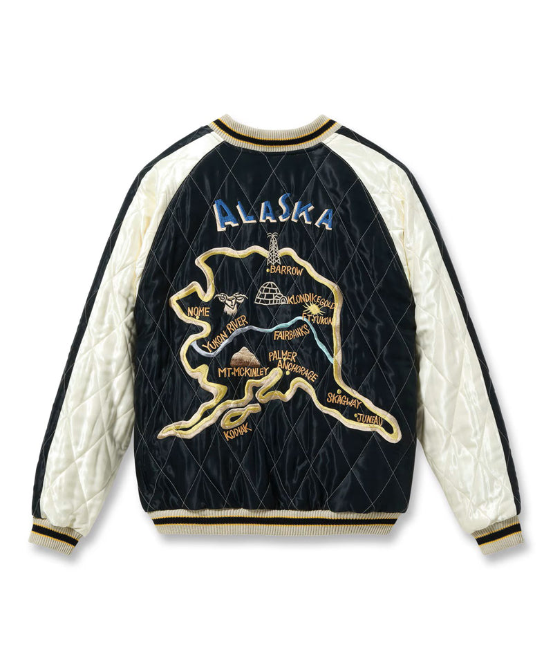 TT15974-145 / TAILOR TOYO Late 1950s Style Velveteen Souvenir Jacket “POLAR BEAR” × “ALASKA MAP”