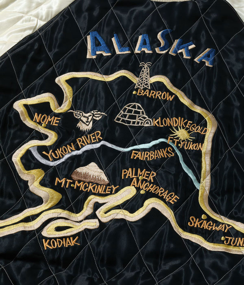 TT15974-145 / TAILOR TOYO Late 1950s Style Velveteen Souvenir Jacket “POLAR BEAR” × “ALASKA MAP”