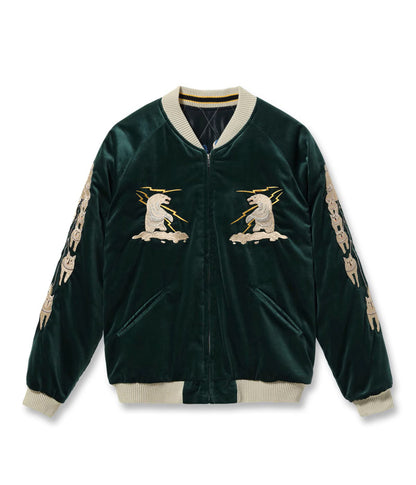 TT15974-145 / TAILOR TOYO Late 1950s Style Velveteen Souvenir Jacket “POLAR BEAR” × “ALASKA MAP”
