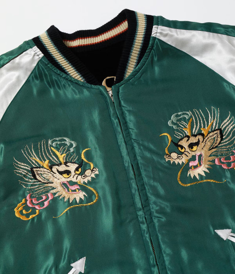 TT15975-119 / TAILOR TOYO Mid 1950s Style Velveteen (Two-tone) × Acetate Souvenir Jacket “WHITE TIGER” × “GOLD DRAGON”