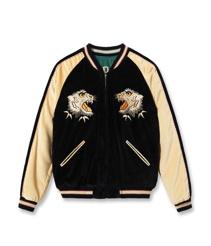 TT15975-119 / TAILOR TOYO Mid 1950s Style Velveteen (Two-tone) × Acetate Souvenir Jacket “WHITE TIGER” × “GOLD DRAGON”