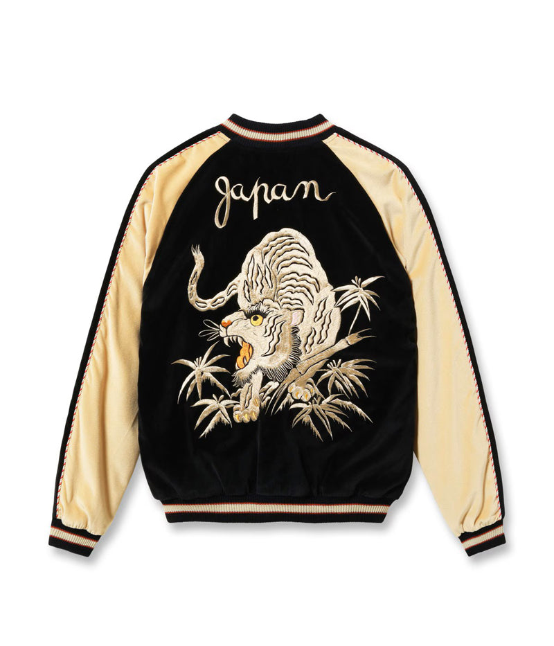 TT15975-119 / TAILOR TOYO Mid 1950s Style Velveteen (Two-tone) × Acetate Souvenir Jacket “WHITE TIGER” × “GOLD DRAGON”