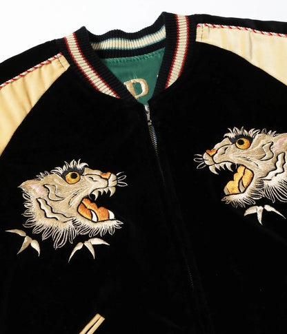TT15975-119 / TAILOR TOYO Mid 1950s Style Velveteen (Two-tone) × Acetate Souvenir Jacket “WHITE TIGER” × “GOLD DRAGON”