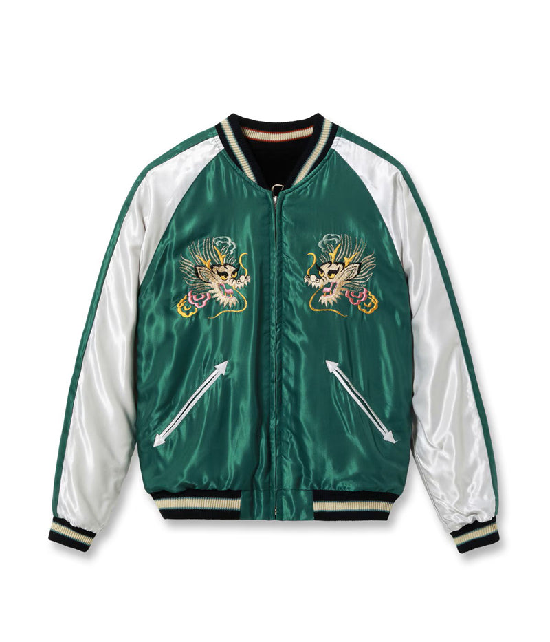 TT15975-119 / TAILOR TOYO Mid 1950s Style Velveteen (Two-tone) × Acetate Souvenir Jacket “WHITE TIGER” × “GOLD DRAGON”