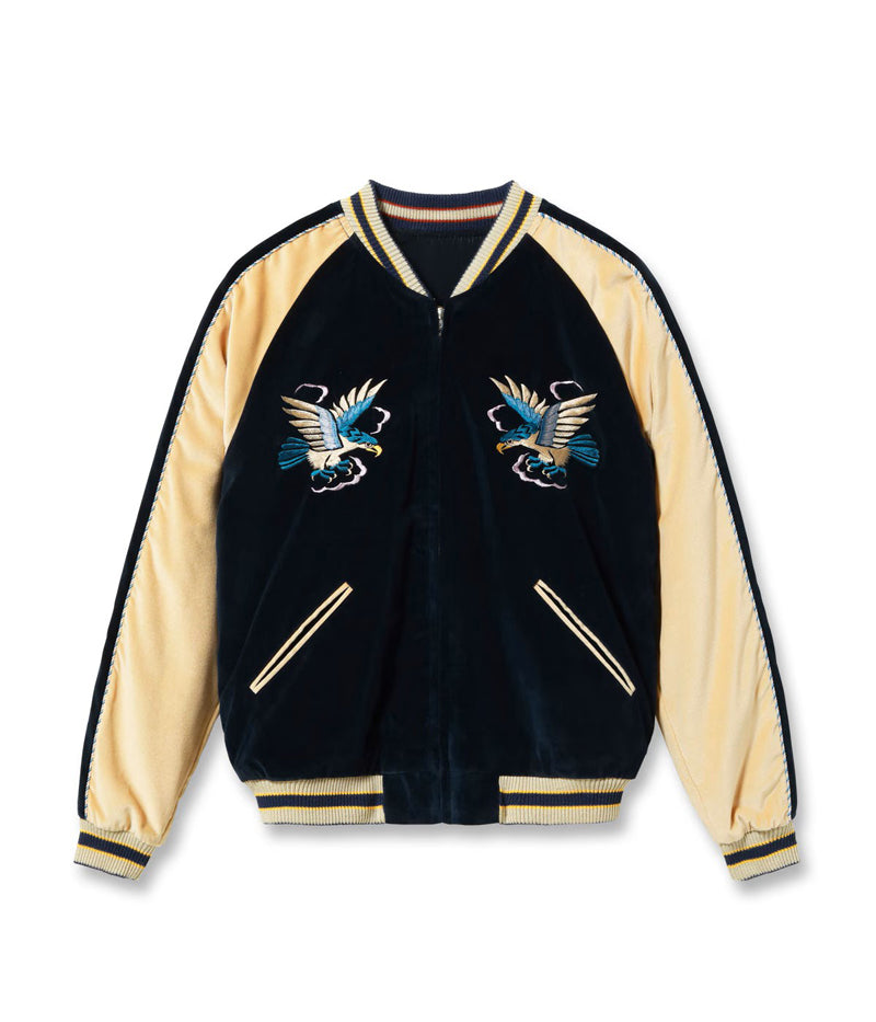 TT15975-128 / TAILOR TOYO Mid 1950s Style Velveteen (Two-tone) × Acetate Souvenir Jacket “BLUE EAGLE” × “ROARING TIGER”
