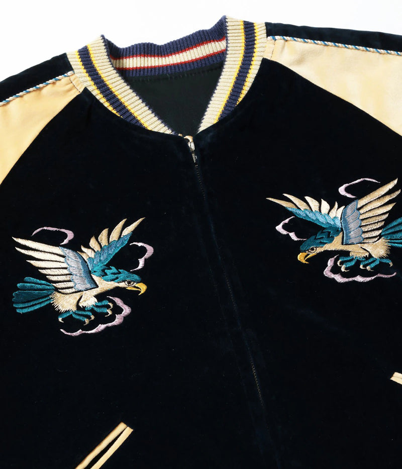 TT15975-128 / TAILOR TOYO Mid 1950s Style Velveteen (Two-tone) × Acetate Souvenir Jacket “BLUE EAGLE” × “ROARING TIGER”