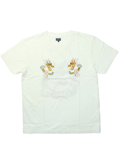 TT79390 テーラー東洋 スカジャン柄 刺繍 Tシャツ - GOLD DRAGON -