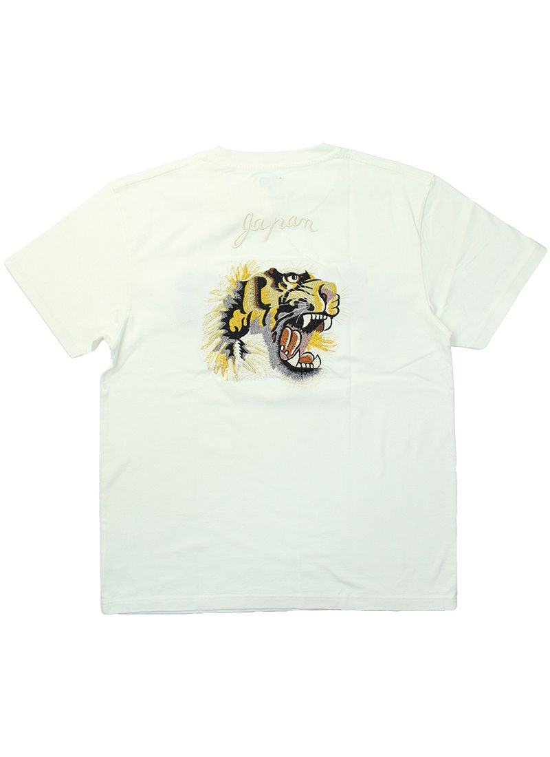 TT79391 テーラー東洋 スカジャン柄 刺繍 Tシャツ - TIGER HEAD -