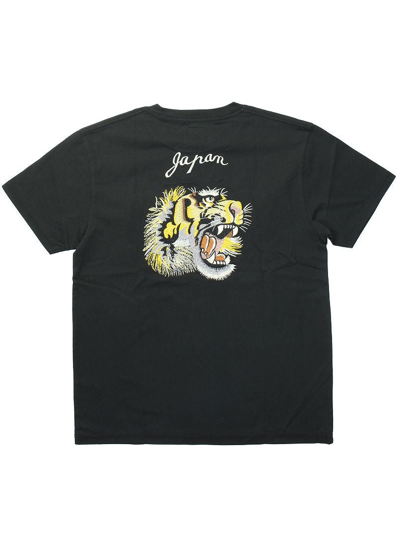 TT79391 テーラー東洋 スカジャン柄 刺繍 Tシャツ - TIGER HEAD -