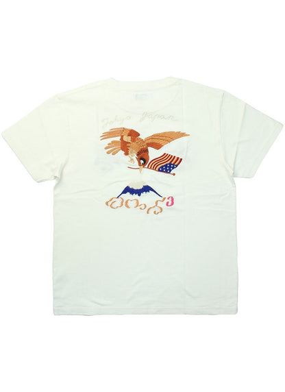 TT79392 テーラー東洋 スカジャン柄 刺繍 Tシャツ - EAGLE ＆ MT.FUJI -