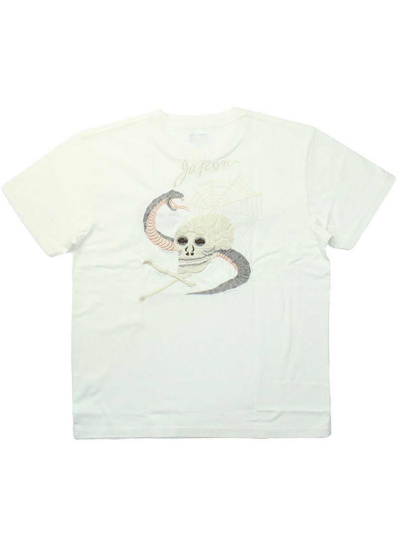 TT79393 テーラー東洋 スカジャン柄 刺繍 Tシャツ - SKULL & SNAKE -