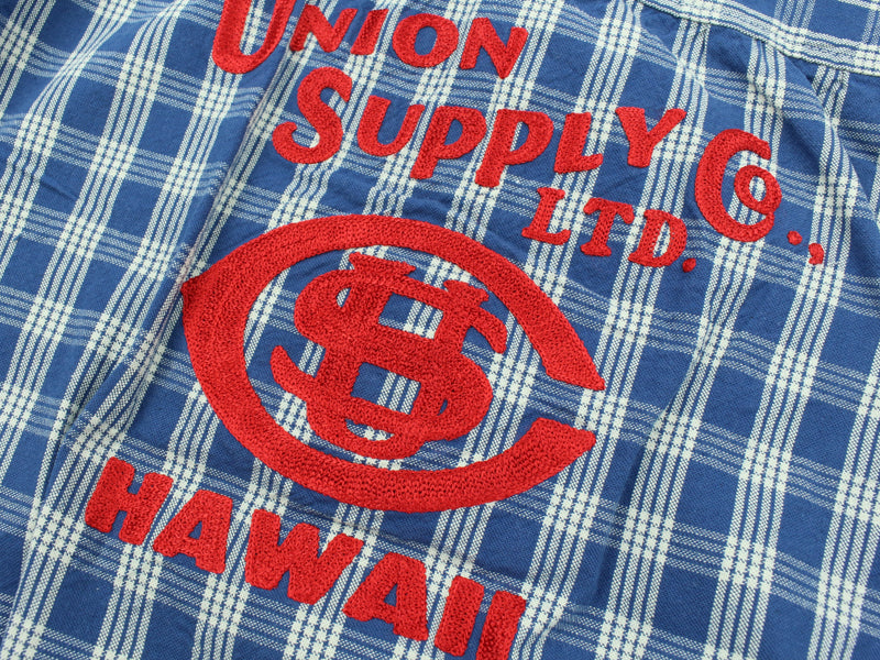US15902 / UNION SUPPLY PALAKA CHECK SHIRT BLOUSE W/chain emb'd