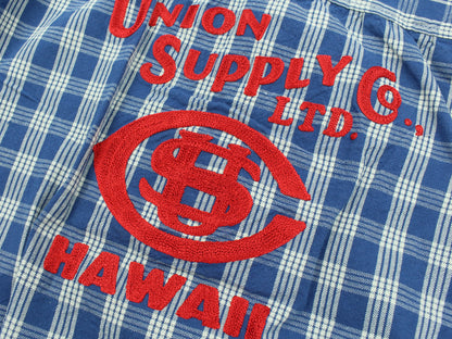 US15902 / UNION SUPPLY PALAKA CHECK SHIRT BLOUSE W/chain emb'd