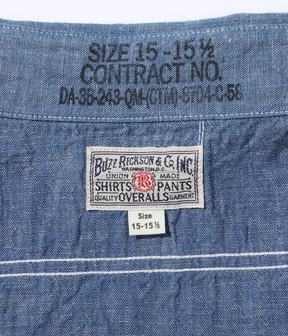 BR35856 / BUZZ RICKSON'S BLUE CHAMBRAY WORK SHIRTS (SHORT SLEEVE)