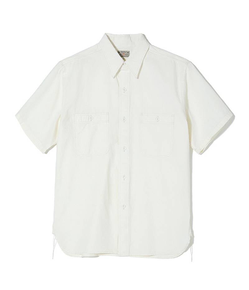 BR35857 / BUZZ RICKSON'S WHITE CHAMBRAY WORK SHIRTS (SHORT SLEEVE)