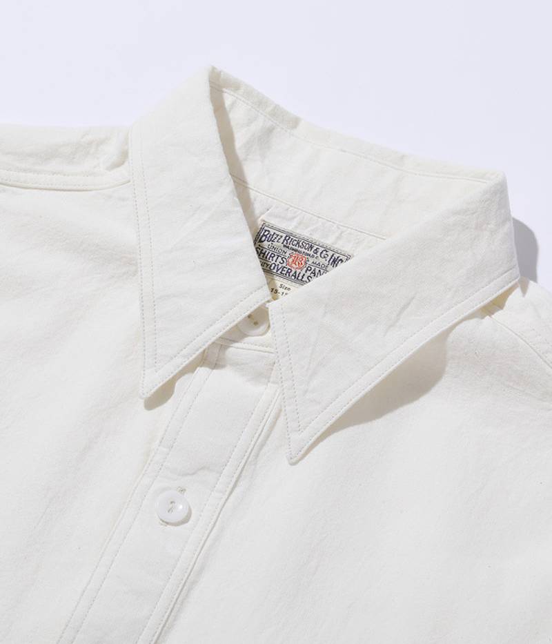 BR35857 / BUZZ RICKSON'S WHITE CHAMBRAY WORK SHIRTS (SHORT SLEEVE)