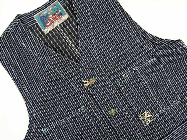 SC14597 / SUGAR CANE FICTION ROMANCE 8oz INDIGO STRIPE WORK VEST