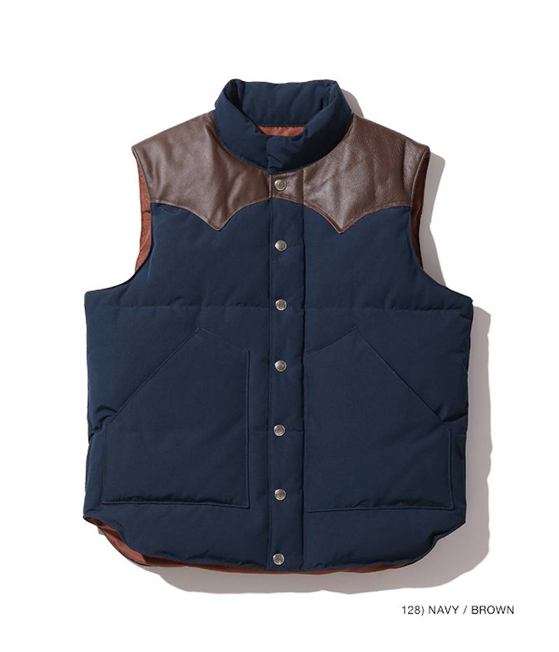 SC15222 SUGARCANE Leather YOKE Down Klaxon Denim – Japanese Vest T/C
