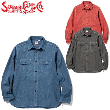 SC25511 / SUGARCANE Jean Cord Work Shirt (Long Sleeve)