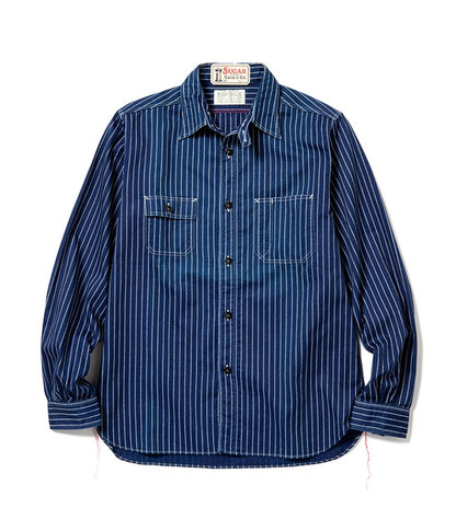 SC25551 / SUGARCANE FICTION ROMANCE 8.5oz. WABASH STRIPE WORK SHIRT (LONG SLEEVE)