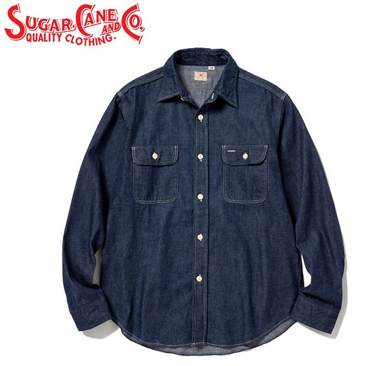 SC27852 / SUGARCANE Blue Denim Work Shirt