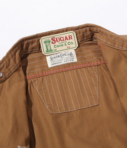 SC28516 / SUGARCANE FICTION ROMANCE 8.5oz. Brown WABASH STRIPE WORK SHIRT (LONG SLEEVE)