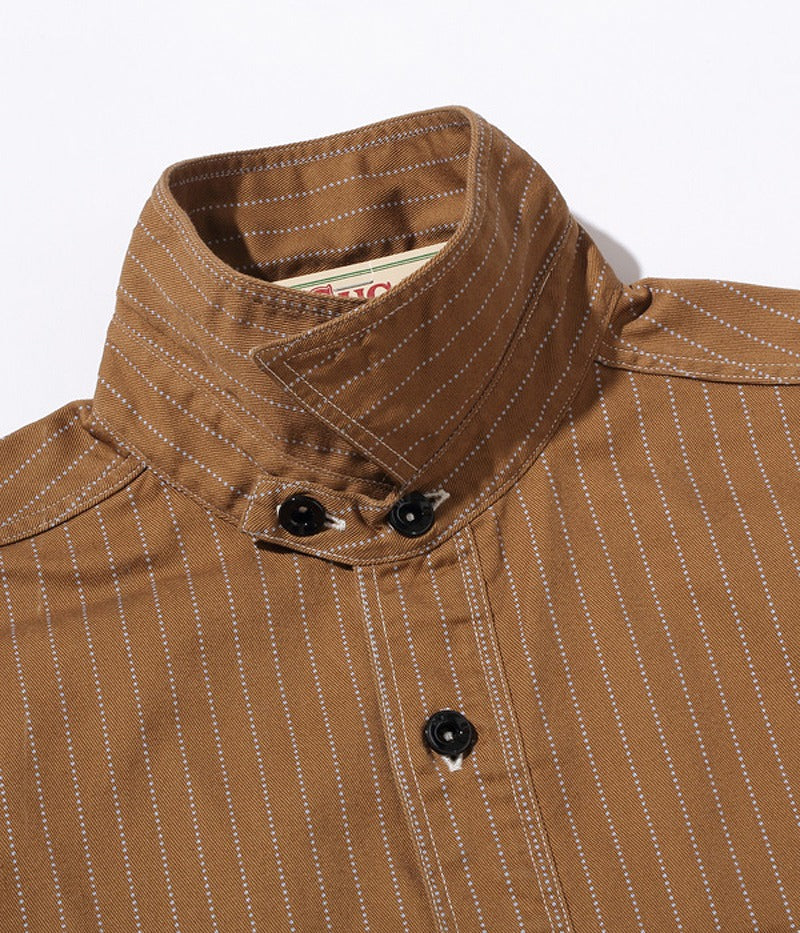 SC28516 / SUGARCANE FICTION ROMANCE 8.5oz. BROWN WABASH STRIPE WORK SHIRT (LONG SLEEVE)