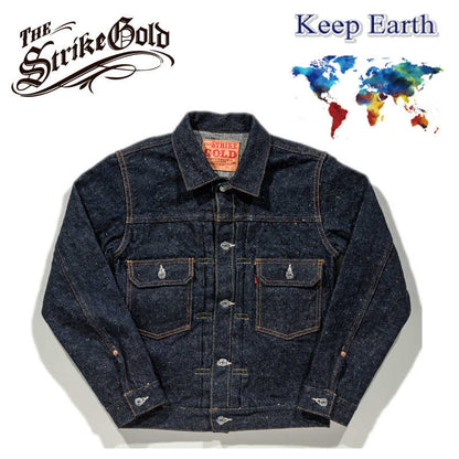The Strike Gold SGJ50KE "Keep Earth" Natural Indigo 17oz  Selvedge 50's Denim Jacket