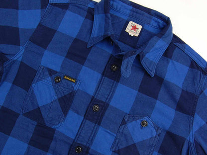 The Strike Gold SGS018 Flannel Check Work Shirt - Indigo