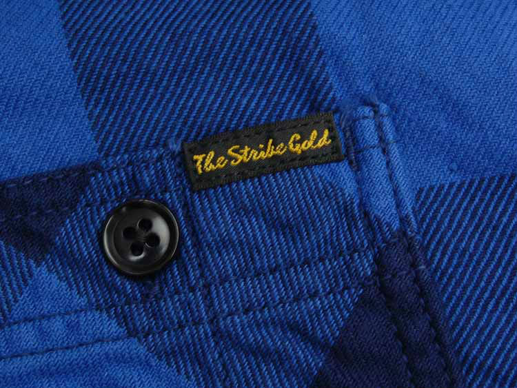 SGS018 The Strike Gold Flannel Check Work Shirt - Indigo