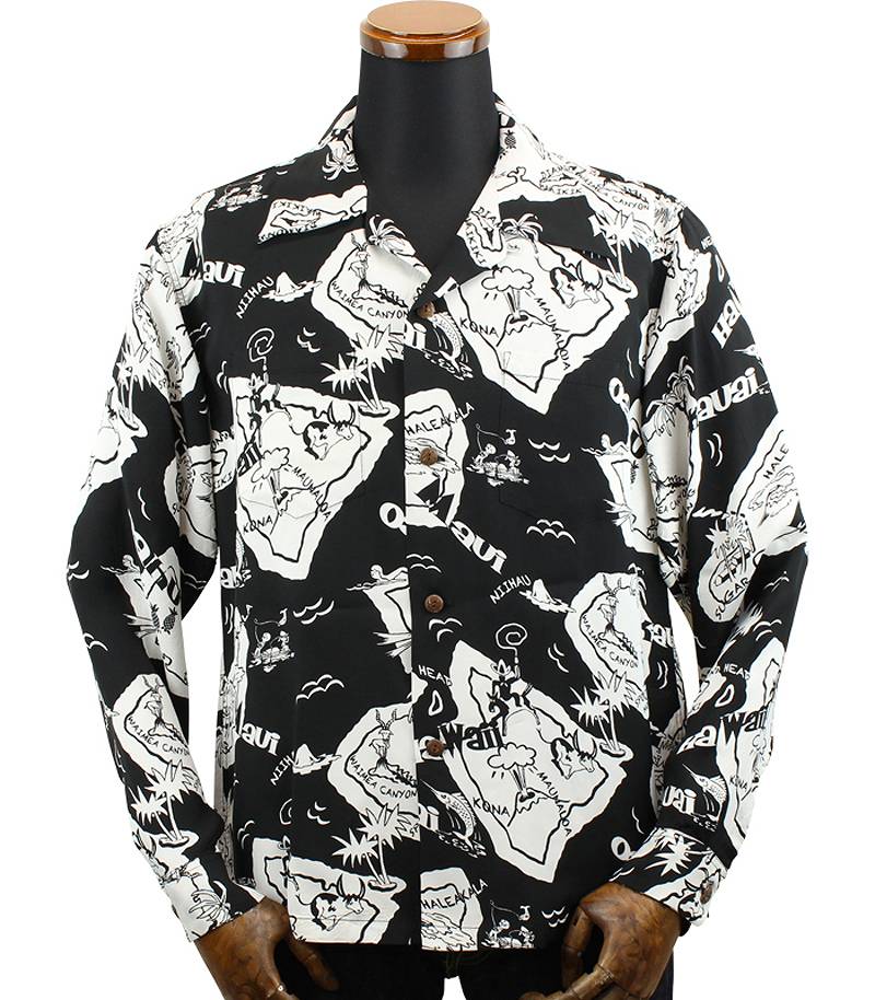 SS29002 / SUNSURF L/S RAYON HAWAIIAN SHIRT “SHOWING HAWAIIAN ISLAND”