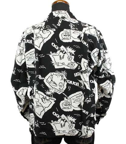 SS29002 / SUNSURF L/S RAYON HAWAIIAN SHIRT “SHOWING HAWAIIAN ISLAND”